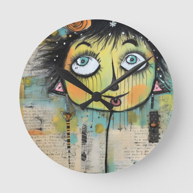 Relógio Redondo ArtLady 11 Encantada e angustiada (Frente)