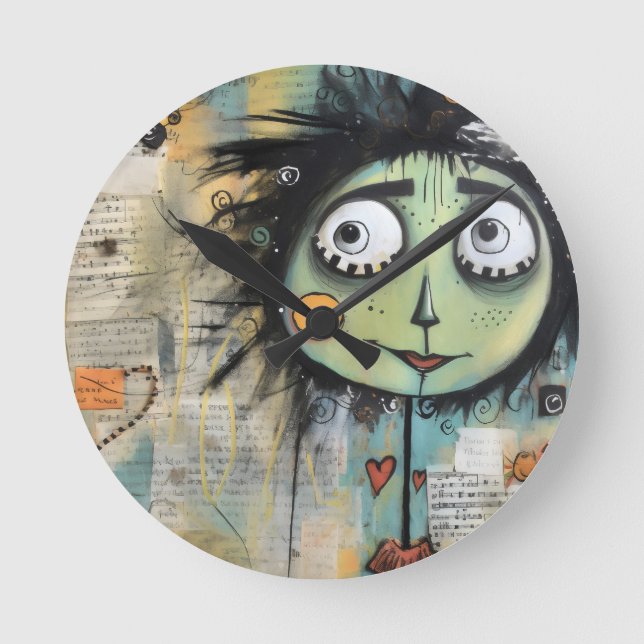 Relógio Redondo ArtLady 13 Encantada e angustiada (Frente)