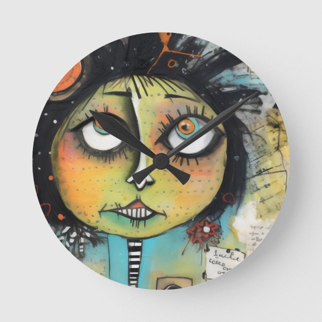 Relógio Redondo ArtLady 19 Encantada e angustiada (Frente)