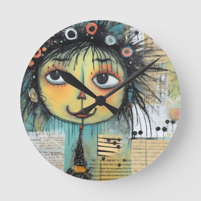 Relógio Redondo ArtLady 1 encantadora e angustiada (Frente)