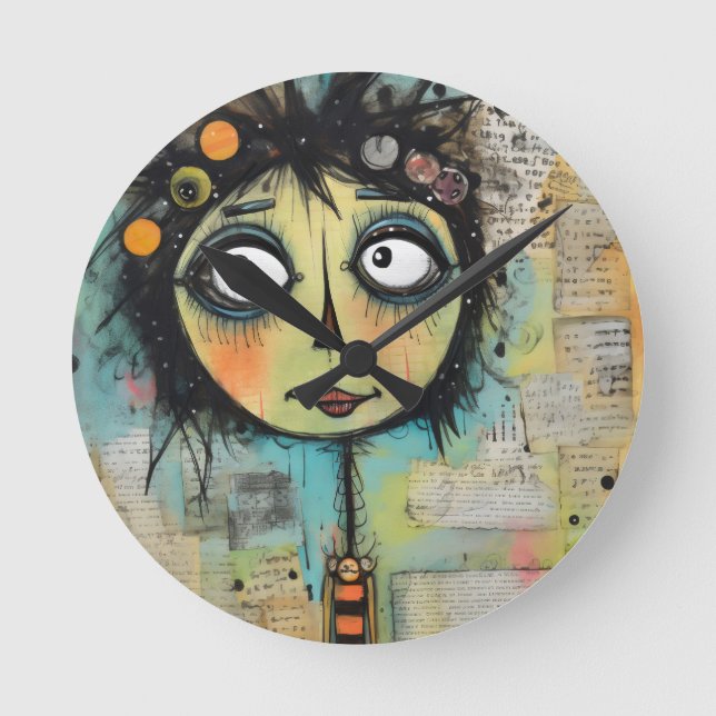 Relógio Redondo ArtLady 22 Encantada e aflita (Frente)