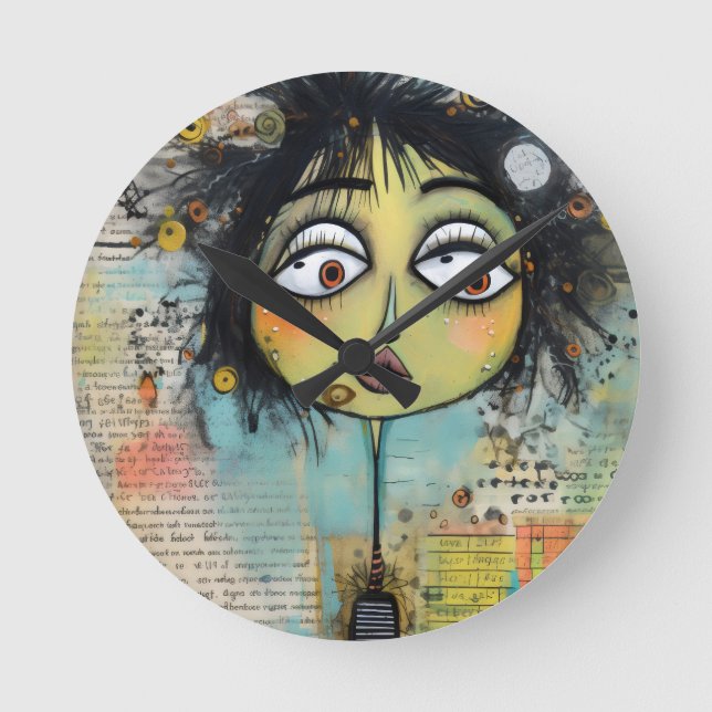 Relógio Redondo ArtLady 26 Encantada e angustiada (Frente)