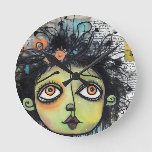 Relógio Redondo ArtLady 29 Encantada e angustiada (Frente)