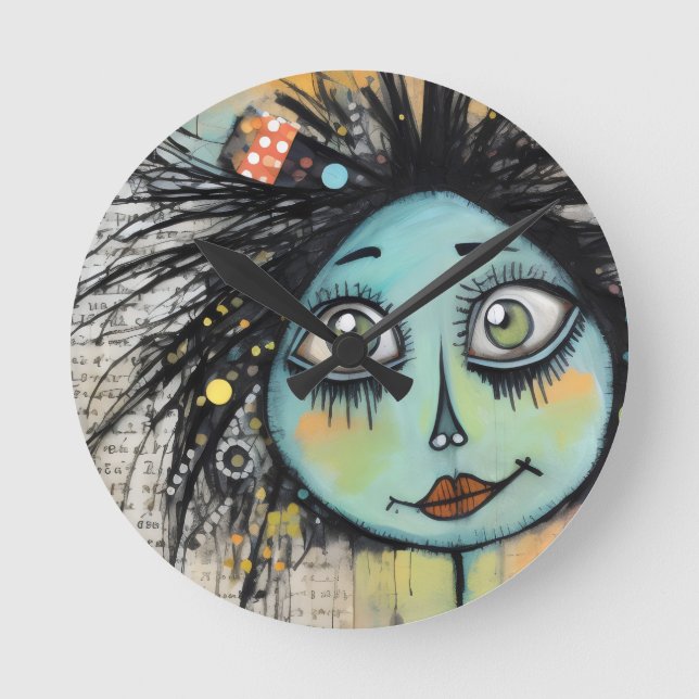 Relógio Redondo ArtLady 2 encantadora e angustiada (Frente)