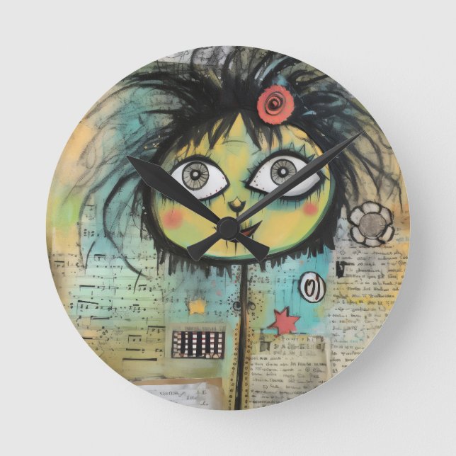 Relógio Redondo ArtLady 4 encantadora e angustiada (Frente)
