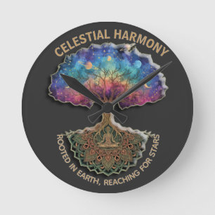 Relógio Redondo Árvore da Harmonia Celestial   Meditação (SEM NÚME
