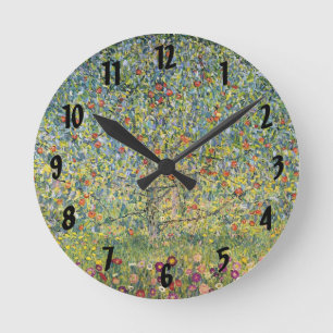 Relógio Redondo Árvore da Maçã por Gustav Klimt, Vintage Art No