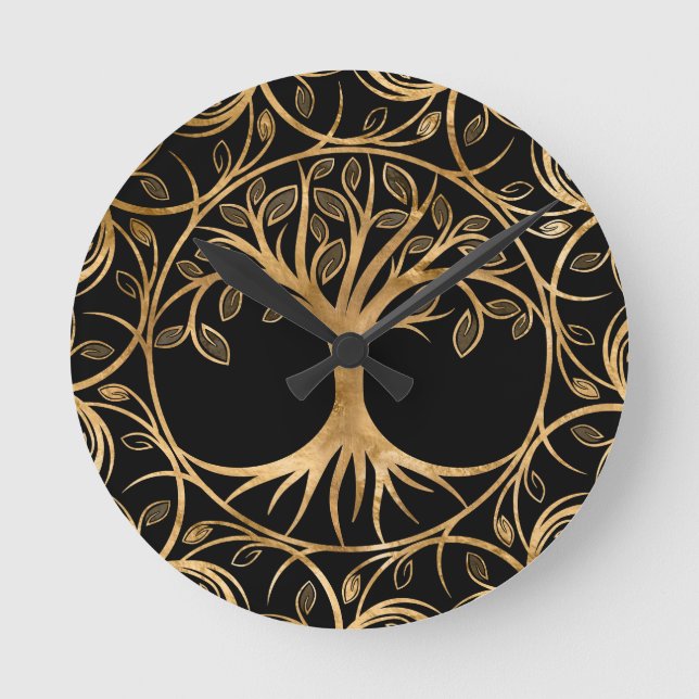 Relógio Redondo Árvore da vida - Moldura de Yggdrasil Mandala (Frente)