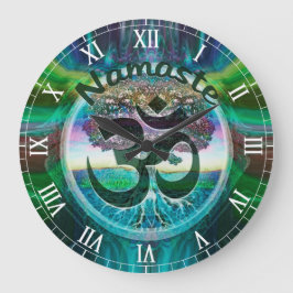 Relógio Redondo Árvore de Namaste de vida