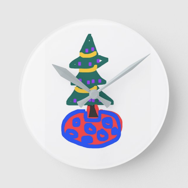 Relógio Redondo Árvore de Natal (Frente)