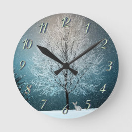 Relógio Redondo Árvore gelada à noite