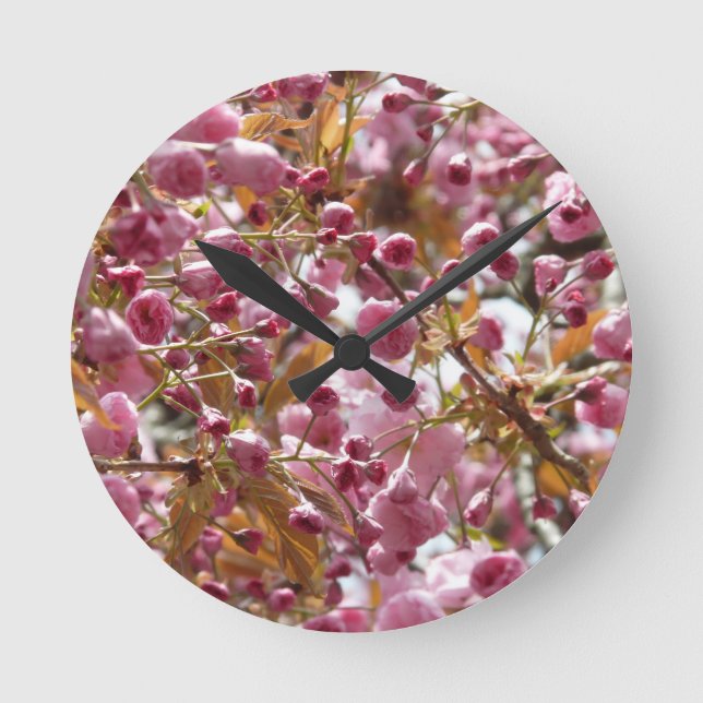 Relógio Redondo Árvores de Cereja Japonesas (Frente)