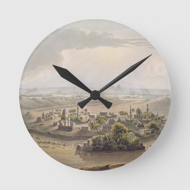 Relógio Redondo As pirâmides no Cairo, gravado por Daniel Havell ( (Frente)