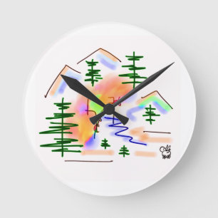 Relógio Redondo asno e arco-íris