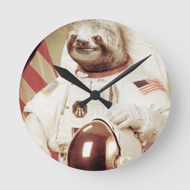 Relógio Redondo Astronauta Sloth (Frente)