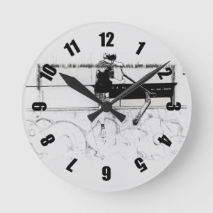 Relógio Redondo Aterrissando - Patinete de dublagem