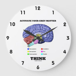Relógio Redondo Ativar o Pensamento da Matéria de Cinzas (Cérebro