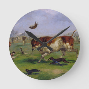Relógio Redondo Atracção de Bull (óleo no papel colocado no