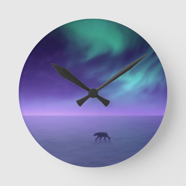 Relógio Redondo Aurora boreal (Frente)