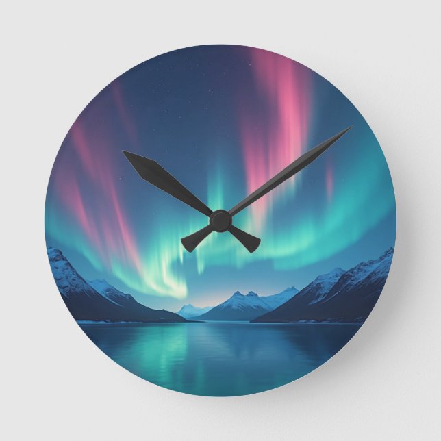 Relógio Redondo Aurora Islandesa (Frente)