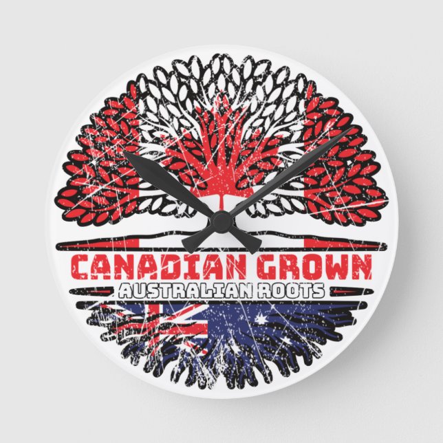 Relógio Redondo Austrália Canadense Canadá Árvore Raízes Fl (Frente)