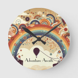 Relógio Redondo Aventura aguarda o Rainbow e os balões de ar quent