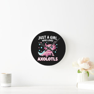 Relógio Redondo Axolote Kawaii Apenas Uma Garota Que Ama Axolotes