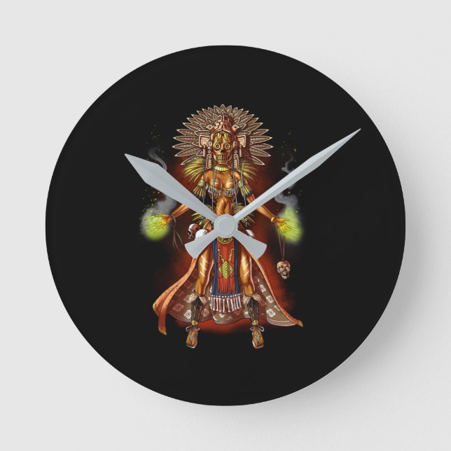 Relógio Redondo Aztec mitologia Deus Manágua (Frente)
