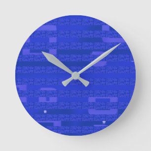Relógio Redondo Azul Circuito legal Geométrico