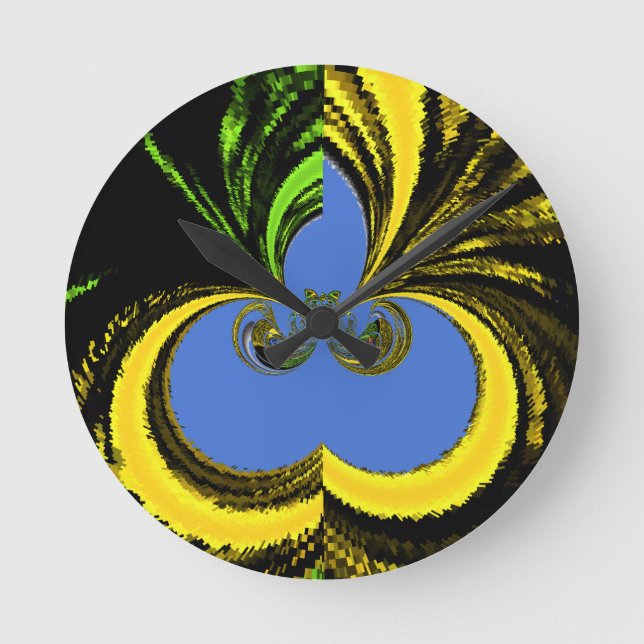 Relógio Redondo Azul Dourado (Frente)