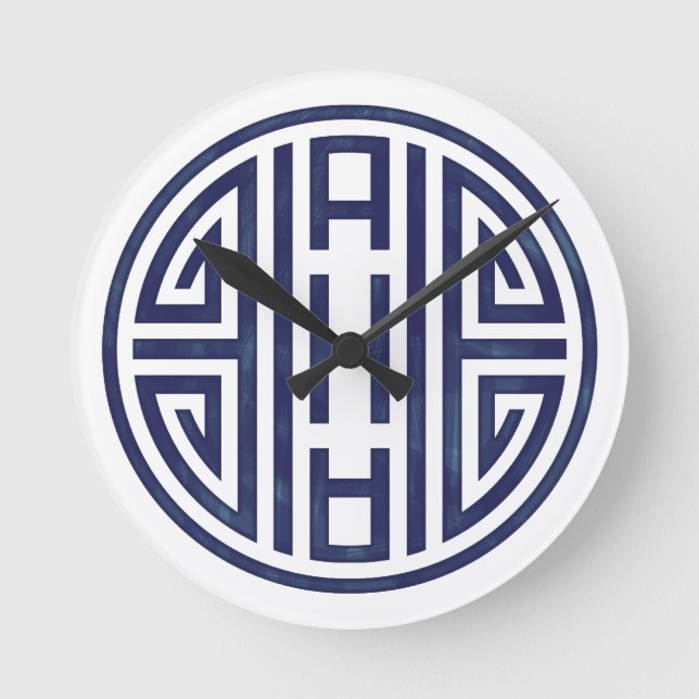 Relógio Redondo Azul e Branco Coreano (Frente)