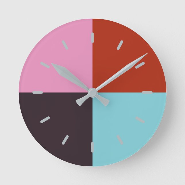 Relógio Redondo Azul-rosa-vermelha (Frente)