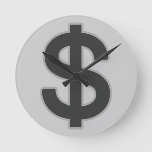 Relógio Redondo b&w símbolo de dinheiro gráfico