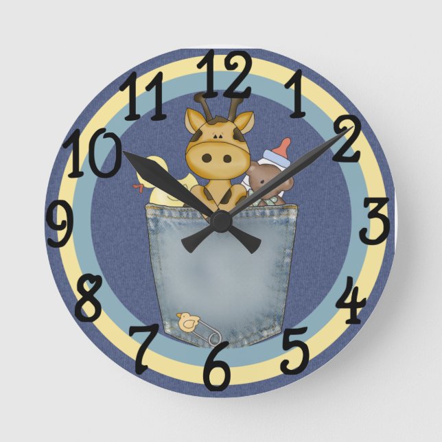 Relógio Redondo Baby Nursery Giraffe design Wall Clock (Frente)
