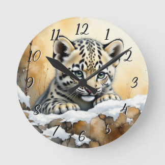 Relógio Redondo Baby Snow Lepard