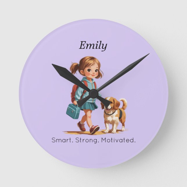 Relógio Redondo Back to School Wall Clock – Personalized (Frente)
