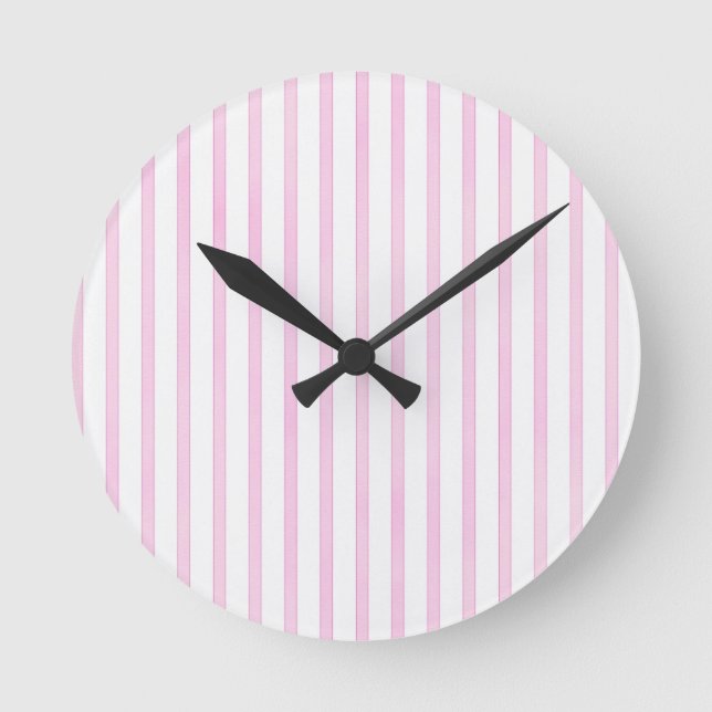 Relógio Redondo Background Pink Watercolor Stripes (Frente)