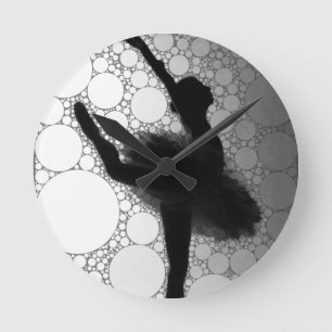 Relógio Redondo Balé Black White Dancing Ballerina