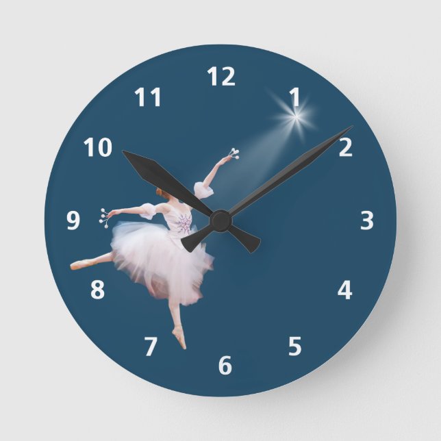 Relógio Redondo Ballerina e Star Customizable Clock (Frente)