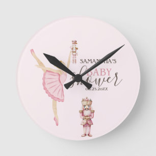 Relógio Redondo Ballerinas de Aquarela Quebra-Nozes Rosa Chá de Be