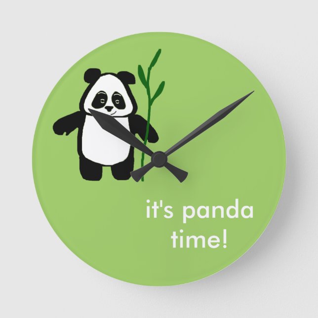 Relógio Redondo Bamboo the Panda "It's Panda Time" Clock (Frente)