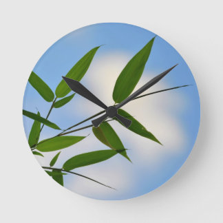 Relógio Redondo Bambu e Blue Sky Clock