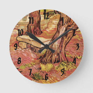 Relógio Redondo Banco de Pedra de Van Gogh no Jardim, Hospital St 