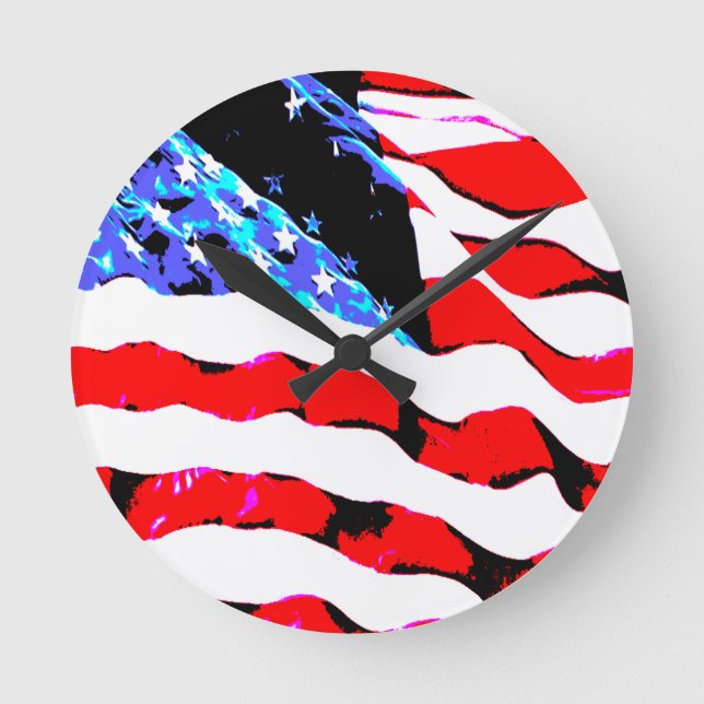 Relógio Redondo bandeira americana (Frente)