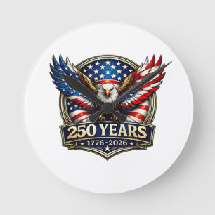 Relógio Redondo Bandeira Americana Águia Vintage 250 Anos 177 4 de