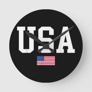 Relógio Redondo Bandeira Americana Patriótica dos EUA Para Homens 