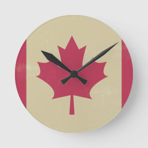 Relógio Redondo bandeira canadiana grunge