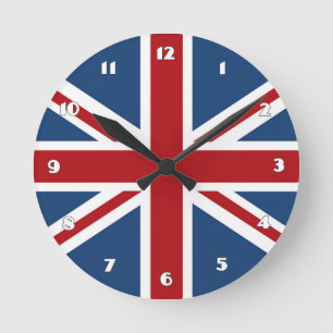 Relógio Redondo Bandeira clássica de Union Jack Reino Unido