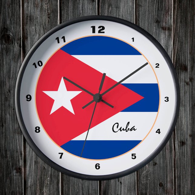 Relógio Redondo Bandeira Cubana Moderna, Cuba Trendam Casa / desig (Criador carregado)