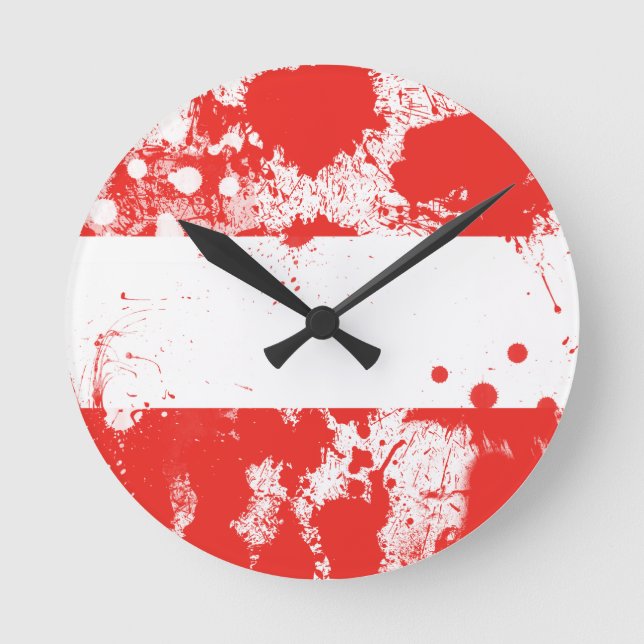 Relógio Redondo Bandeira da Áustria (Frente)